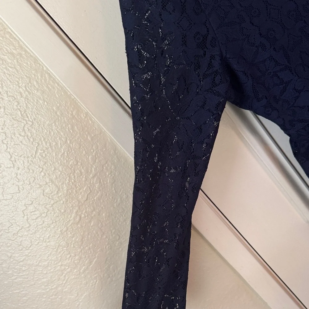 Xhilaration Navy Boat Neck Long Sleeve Lace Dress